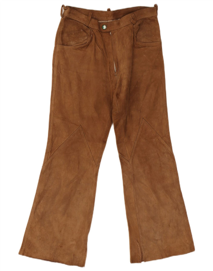 Vintage damskie spodnie zamszowe Flare W26 L26 beżowe