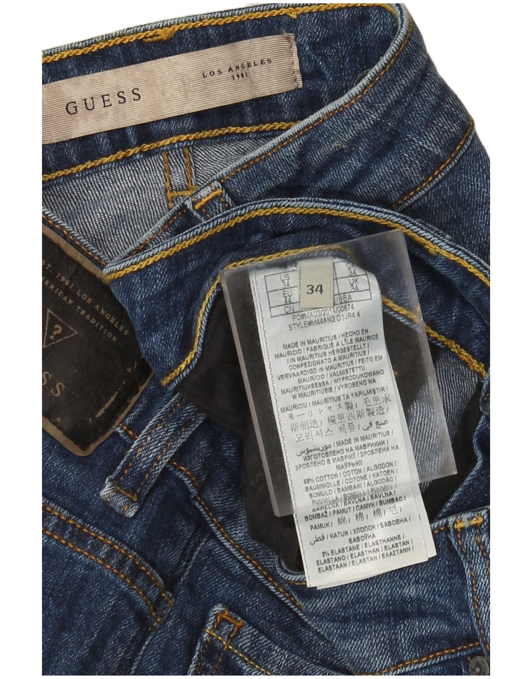 Męskie jeansy Guess Straight W34 L32 Niebieskie bawełniane