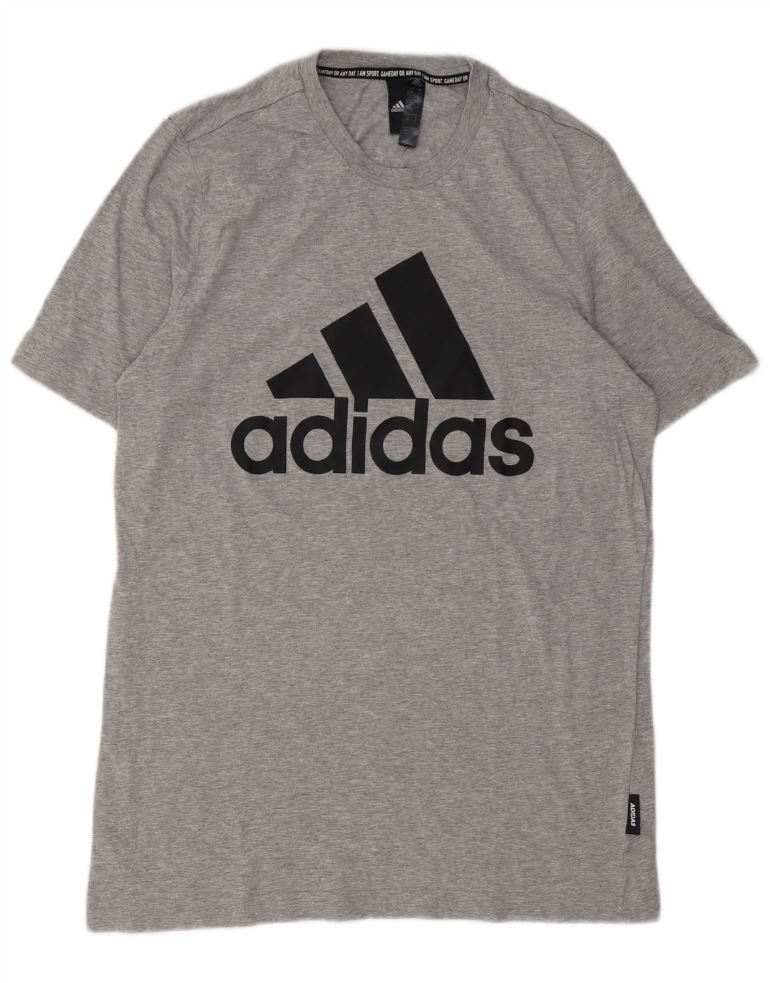 Męska koszulka z grafiką ADIDAS, średnia, szara, bawełniana nakrapiana