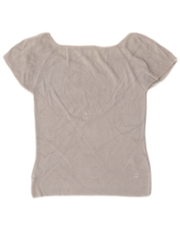 Damska bluzka Stefanel Lash Crop Top UK 12 Średni szary sztuczny jedwab
