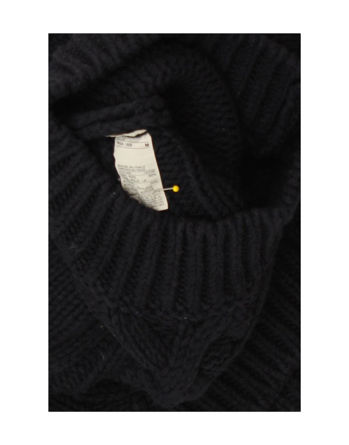 Sweter damski Sisley z golfem UK 14 Średni granatowy wełniany