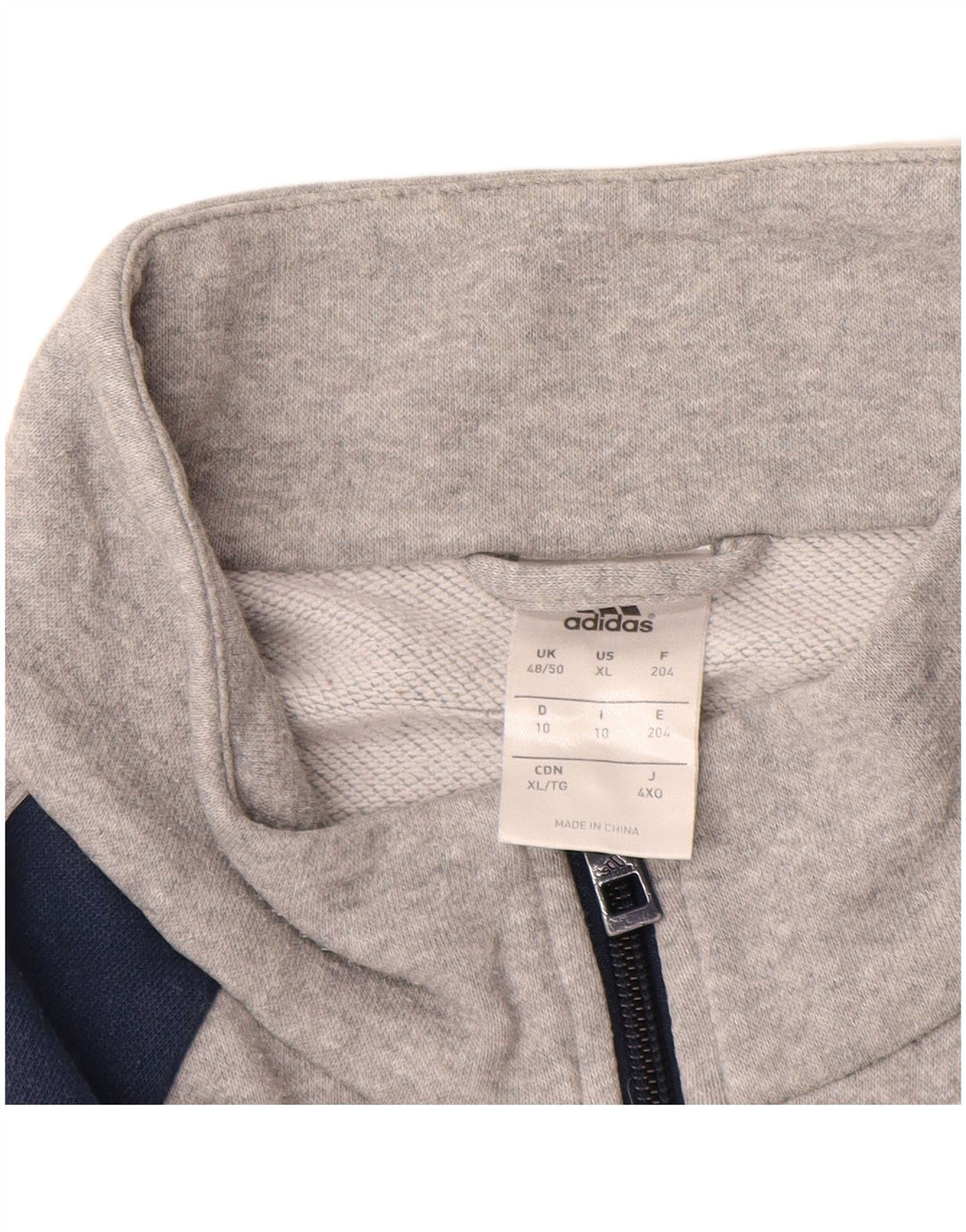 Męska kurtka dresowa ADIDAS UK 48/50 XL, szara bawełna z blokami kolorów