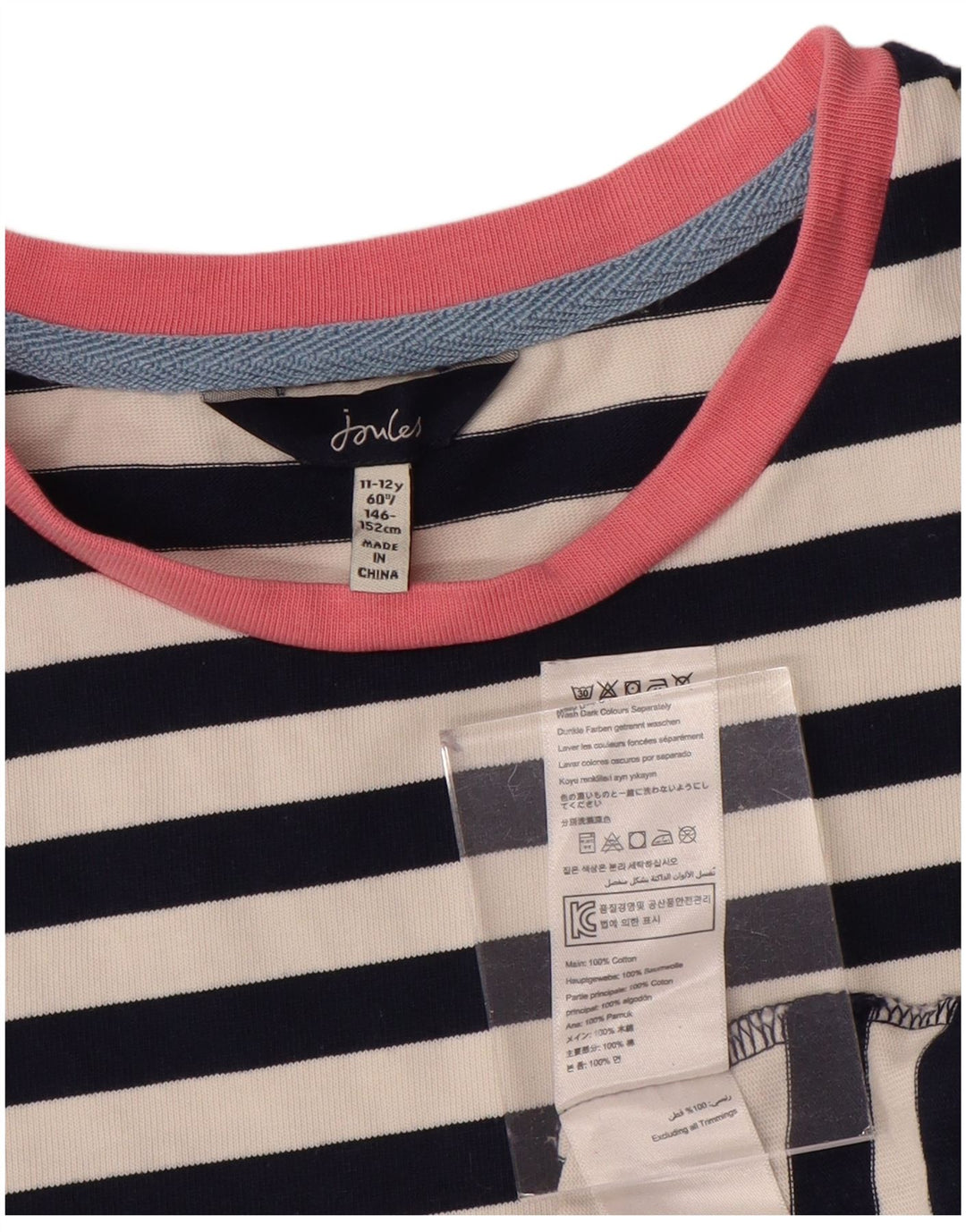 Sukienka T-shirtowa JOULES dla dziewczynki 11-12 lat, bawełniana w granatowe paski