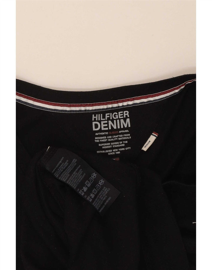 Damski top z długim rękawem Tommy Hilfiger UK 12, średni czarny, bawełniany