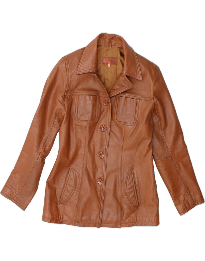 HELIUM Womens Leather Jacket UK 10 Small Brown Leather Vintage Helium and Second-Hand Helium from Messina Hembry 