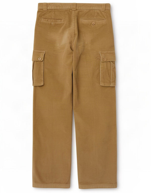 Męskie sztruksowe spodnie w stylu vintage, proste cargo IT 48 Medium W30 L29 Beżowe