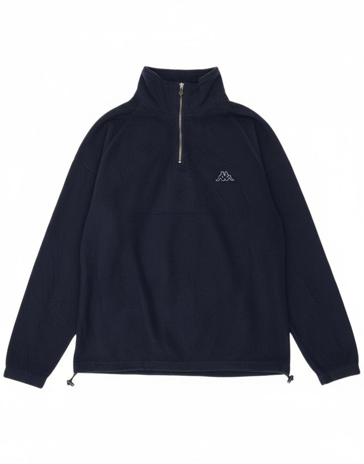 KAPPA Mens Zip Neck Fleece Jumper Medium Navy Blue Polyester