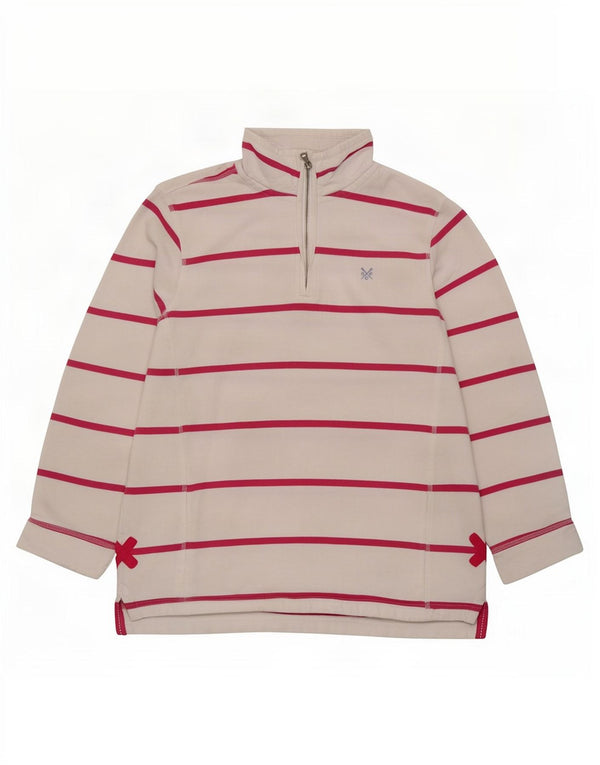 Crew Clothing Damska bluza z zamkiem błyskawicznym, UK 14, duże, białe paski