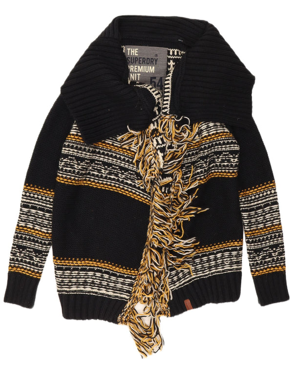 Damski sweter rozpinany Superdry UK 14, średni czarny akryl w paski
