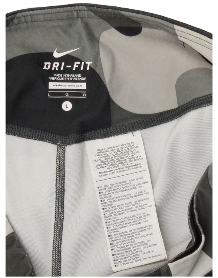 Damskie legginsy Nike Dri Fit UK 14, duży, szary, kamuflażowy poliester