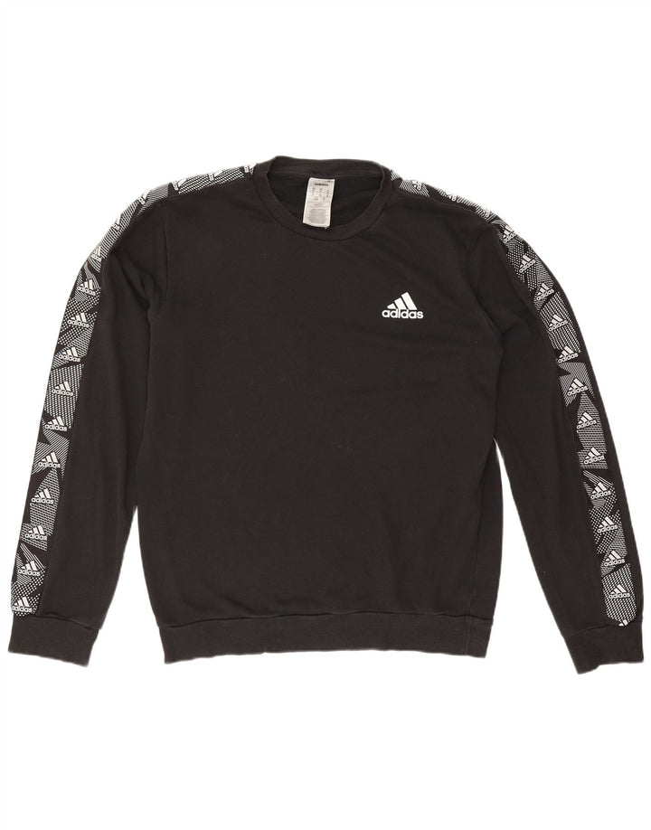 Męska bluza Adidas z grafiką, średnia czarna bawełniana