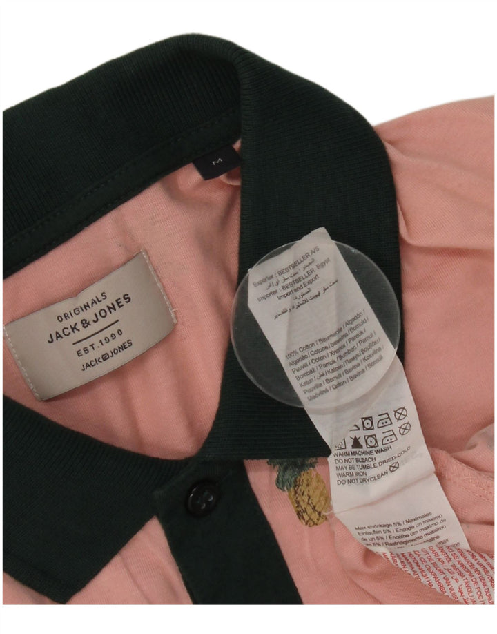 Męska koszulka polo Jack & Jones, średnia, różowa, bawełniana w kwiaty