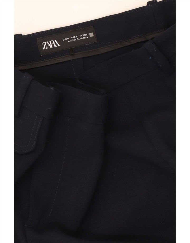 Spodnie damskie Zara Flare, małe, W26 L32, granatowe, poliestrowe