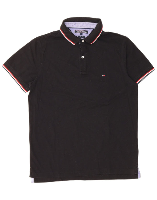 Męska koszulka polo slim fit TOMMY HILFIGER, duża, czarna, bawełniana