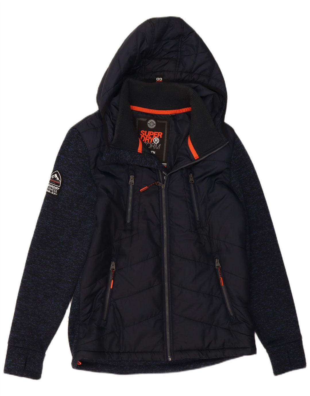 Męska ocieplana kurtka z kapturem Superdry UK 40, duży, granatowy, nakrapiany poliester