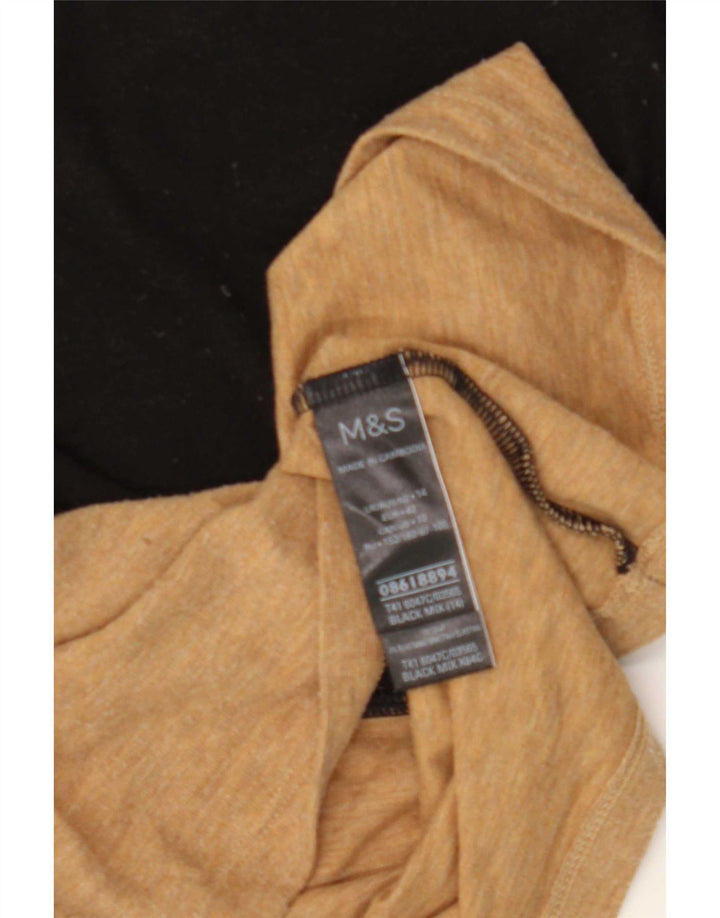 Marks & Spencer Damski top z długim rękawem, UK 14, średni czarny, blok kolorów