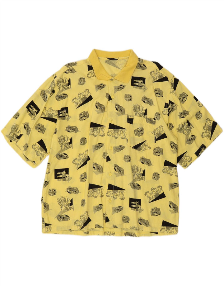 VINTAGE Mens Graphic Polo Shirt Large Yellow Vintage Vintage and Second-Hand Vintage from Messina Hembry 