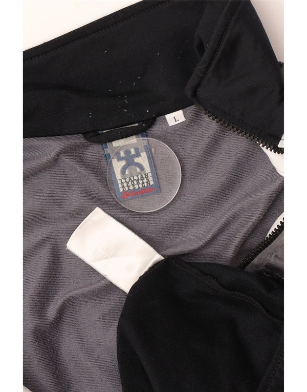 Męska kurtka dresowa Lotto z grafiką, duża, czarna, poliestrowa z blokami kolorów