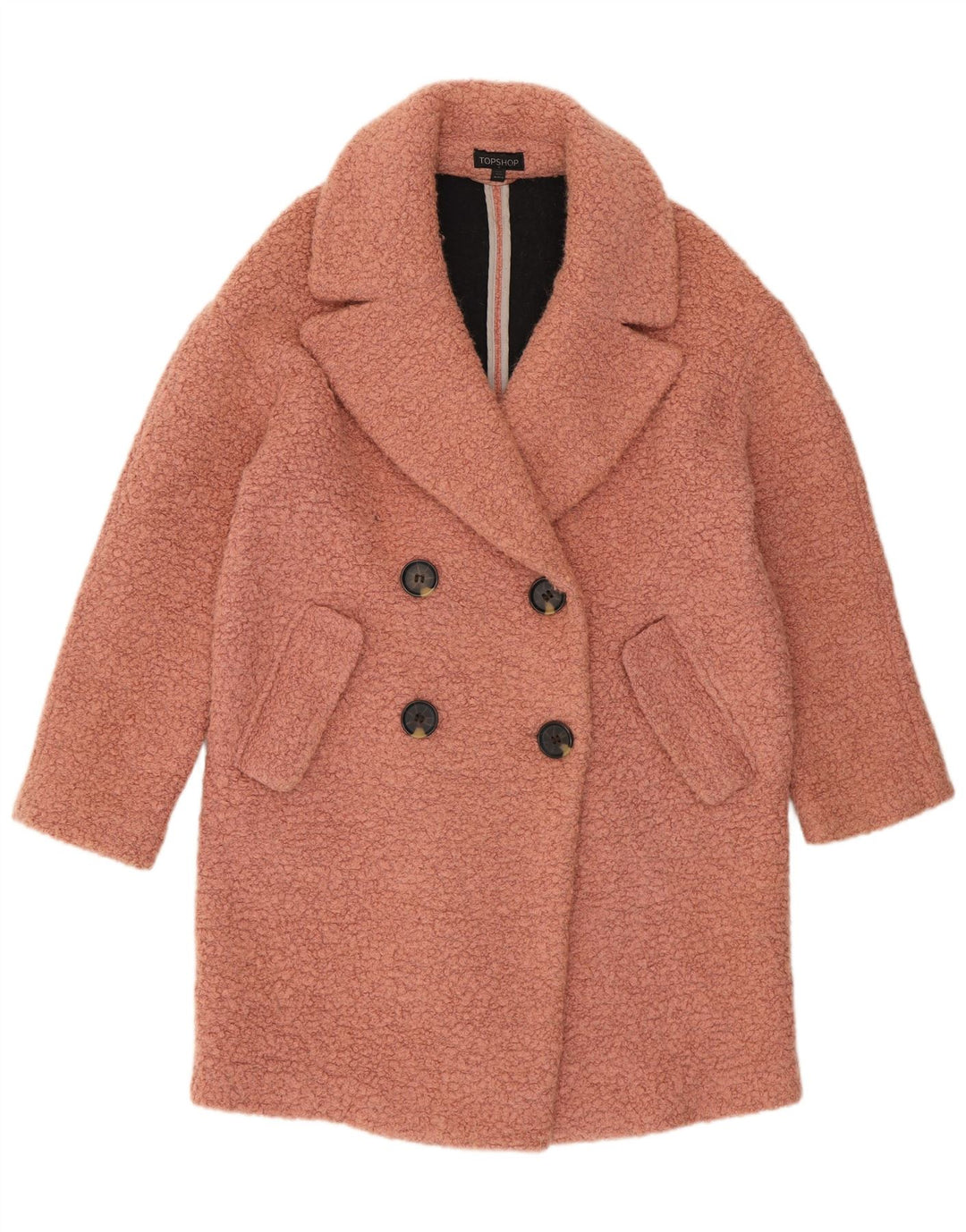 Topshop damski płaszcz oversize z podwójnymi piersiami, UK 10, mały, różowy, wełniany