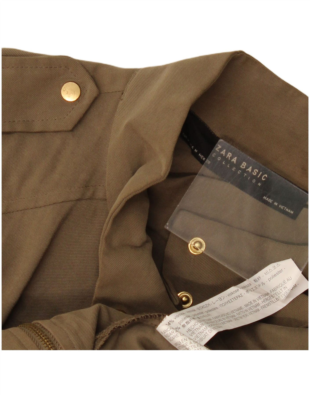 Damska kurtka wojskowa Zara UK 14, średnia wiskoza khaki