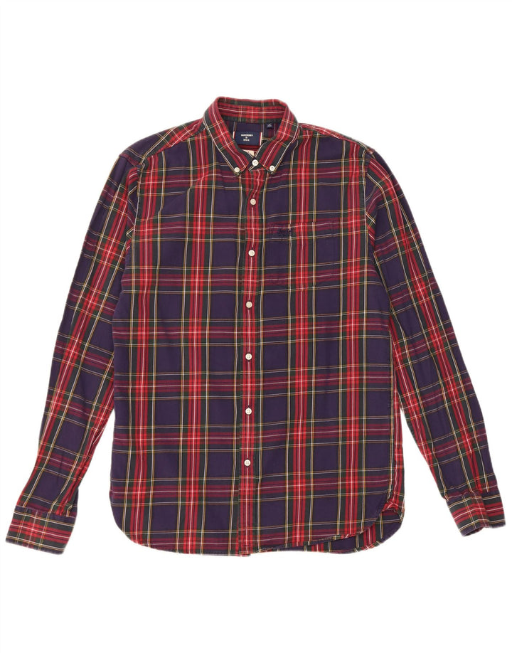 Męska koszula flanelowa Superdry, bawełniana, w średnią granatową kratkę