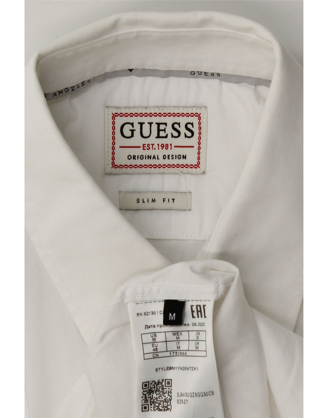 Koszula męska Guess Slim Fit, średnia, biała, bawełniana