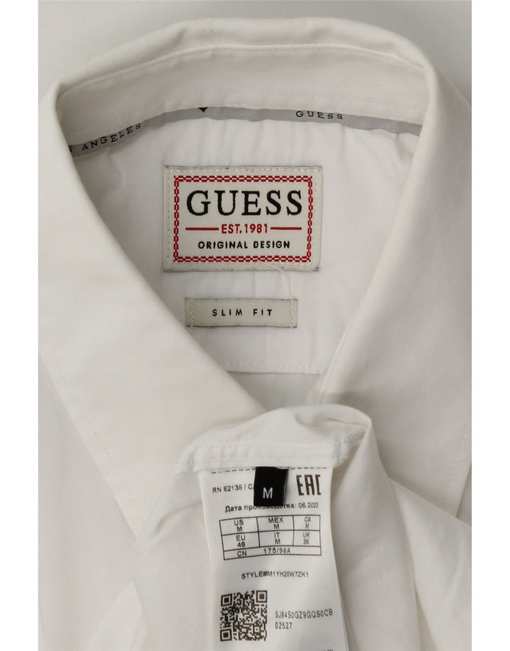 Koszula męska Guess Slim Fit, średnia, biała, bawełniana