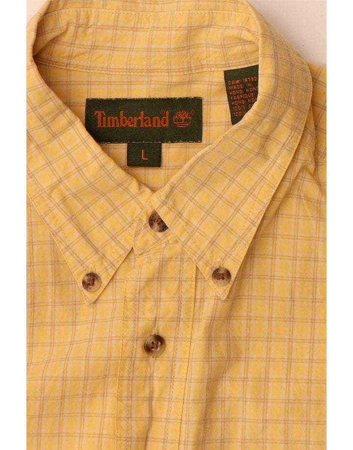 Koszula męska Timberland, duża, bawełniana w żółtą kratkę