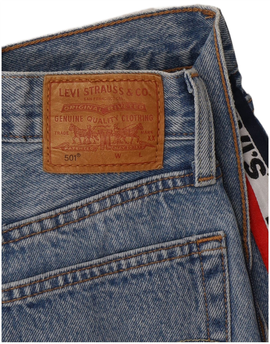 Damskie jeansy LEVI'S 501 Graphic Straight W28 L27 Niebieskie