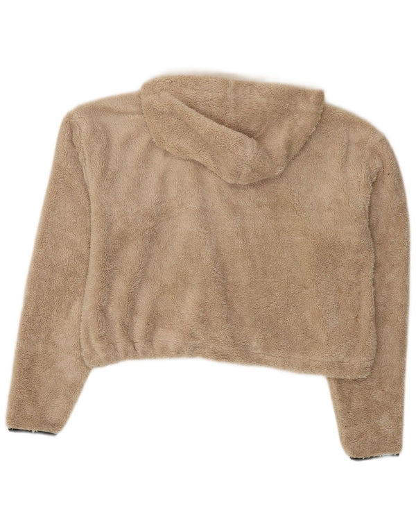 Topshop Damski sweter oversize z kapturem i zamkiem błyskawicznym, UK 8, mały, beżowy