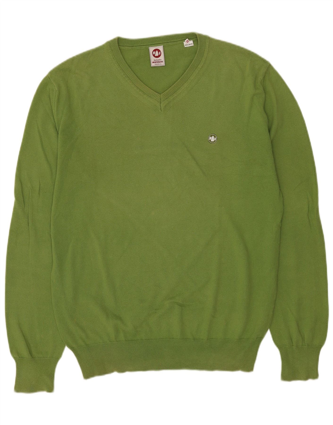 Męski sweter Murphy & Nye Sailmakers o regularnym kroju z dekoltem w kształcie litery V, XL, zielony