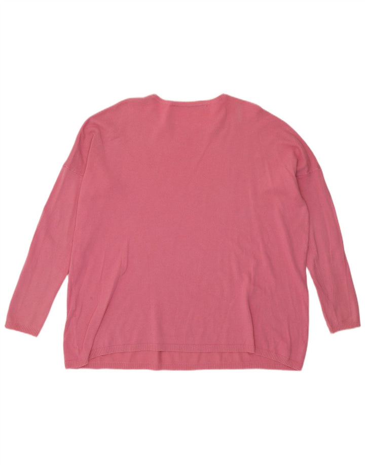 Damski sweter oversize Zara z okrągłym dekoltem UK 14, średni róż