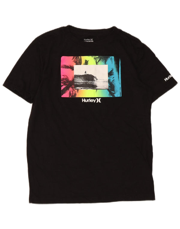 Chłopięcy T-shirt z grafiką Hurley 13-14 lat XL, czarny, bawełniany