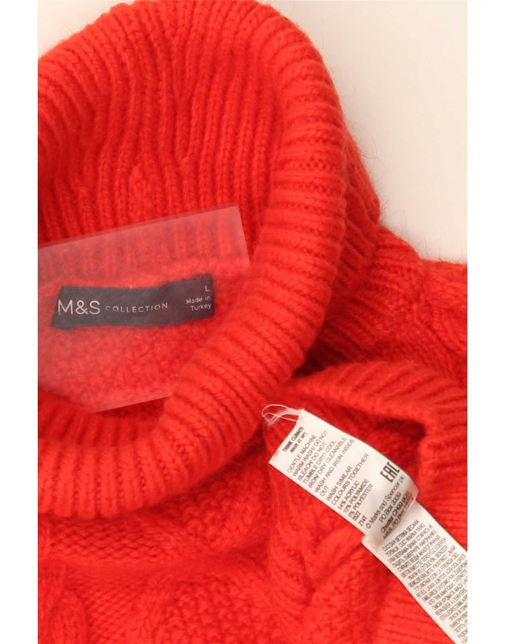 Marks & Spencer Damski sweter oversize z golfem UK 16, duży czerwony