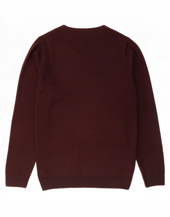 Marks & Spencer Męski sweter z dekoltem w kształcie litery V, mały, brązowy, kaszmirowy