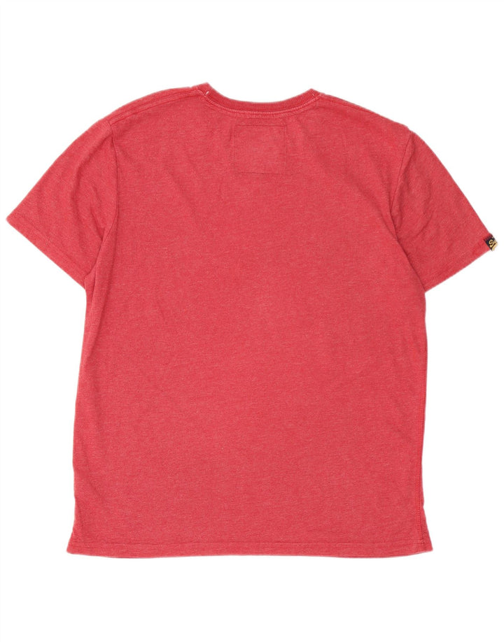 SUPERDRY Męski T-shirt z grafiką, duży, czerwony, bawełniany