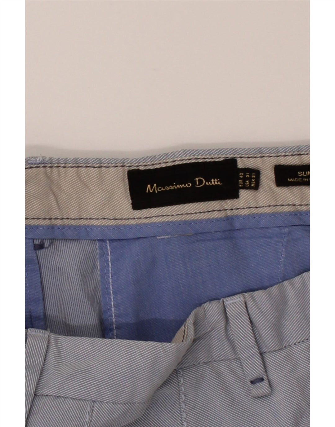 MASSIMO DUTTI Mens Slim Chino Trousers EU 40 Medium W31 L29 Blue Vintage Massimo Dutti and Second-Hand Massimo Dutti from Messina Hembry 