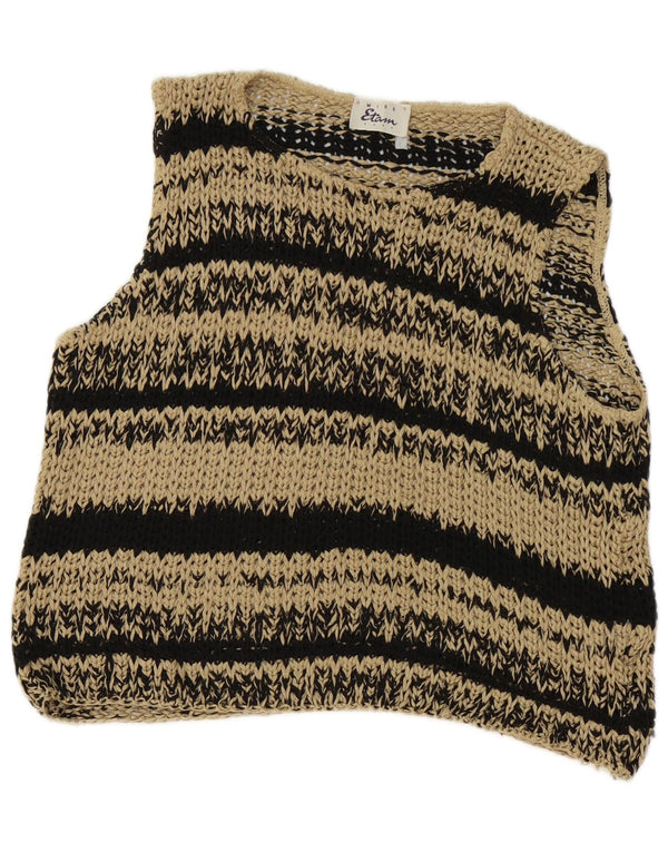 Damski podkoszulek Etam Crop Vest UK 14, duży, akrylowy, w beżowe paski