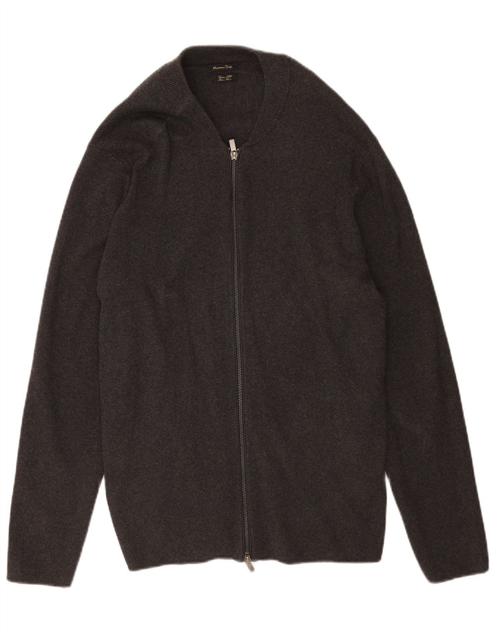 Męski sweter rozpinany Massimo Dutti z zamkiem błyskawicznym XL, szara bawełna