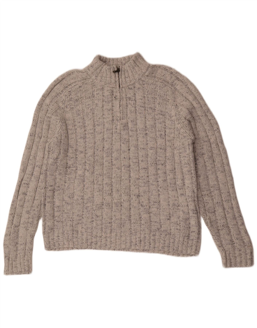 Marks & Spencer Męski sweter z zamkiem błyskawicznym, duży, szary, nakrapiany akryl