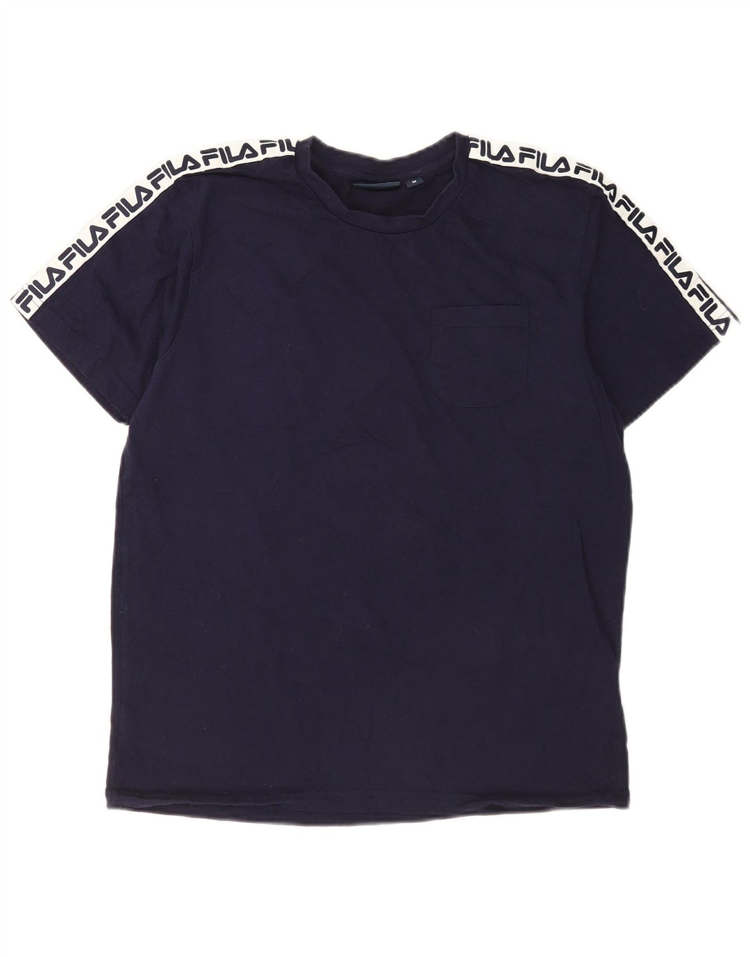 Męski T-shirt Fila z grafiką, średni, granatowy, bawełniany blok kolorów