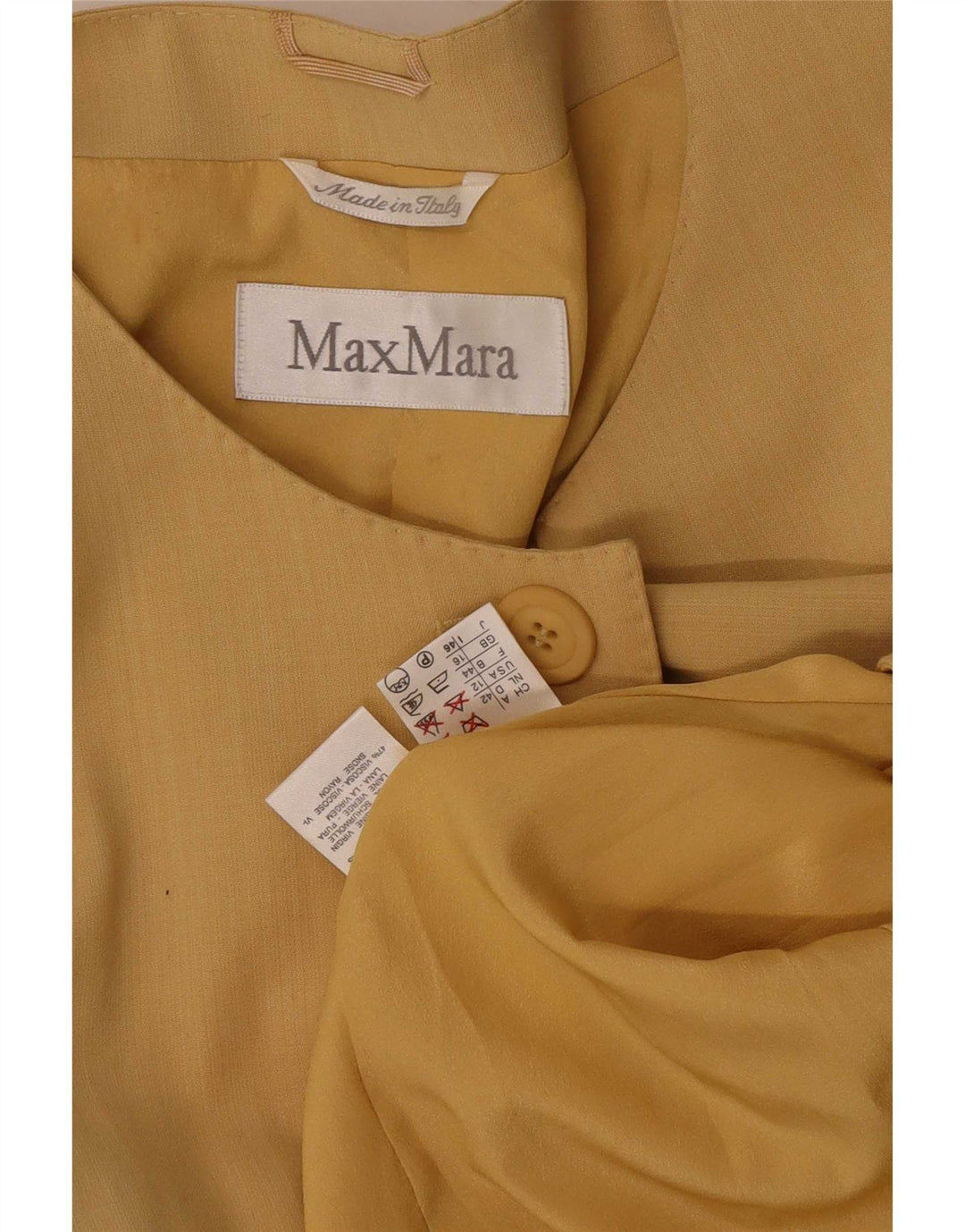 Damska marynarka Max Mara Longline zapinana na 1 guzik UK 16, duża, żółta