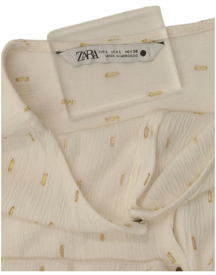 Damska bluzka koszulowa oversize z rękawem 3/4 Zara UK 14, duża w kolorze złamanej bieli