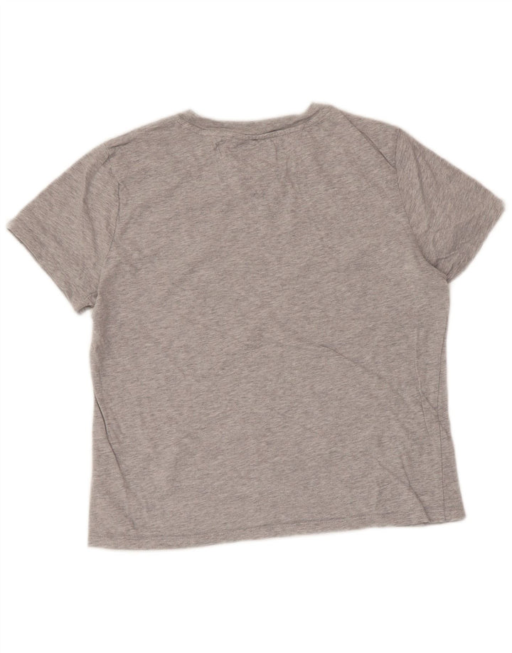 Damski T-shirt z grafiką TOMMY HILFIGER Top UK 14 Średnioszary, bawełniany nakrapiany