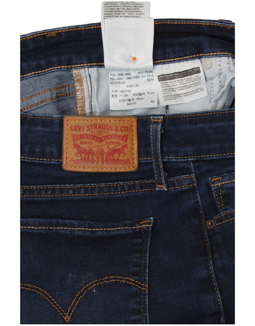 Damskie jeansy skinny LEVI'S W29 L30 Granatowa bawełna