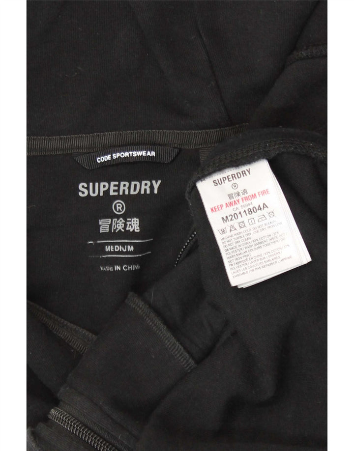 Męski sweter z kapturem i zamkiem błyskawicznym Superdry, średni czarny, bawełniany