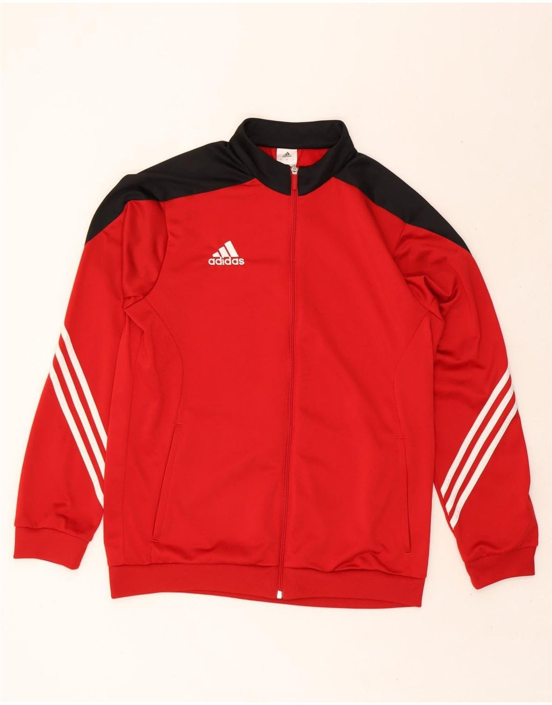 ADIDAS Mens Tracksuit Top Jacket Large Red Colourblock Polyester Vintage Adidas and Second-Hand Adidas from Messina Hembry 