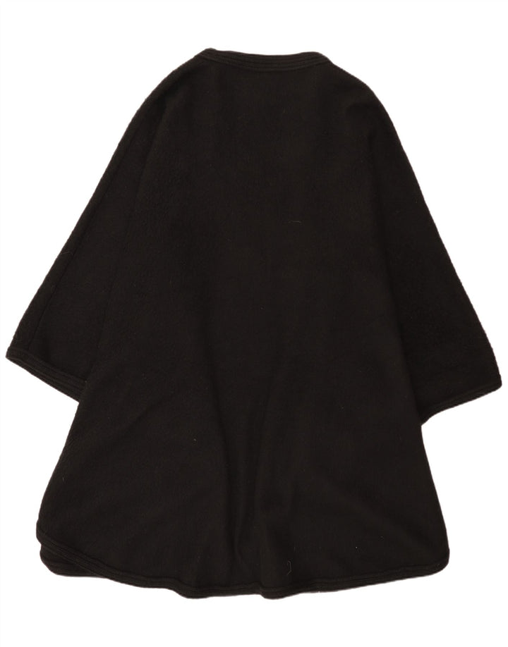 Vintage damski sweter poncho w jednym rozmiarze, czarna wełna alpaki