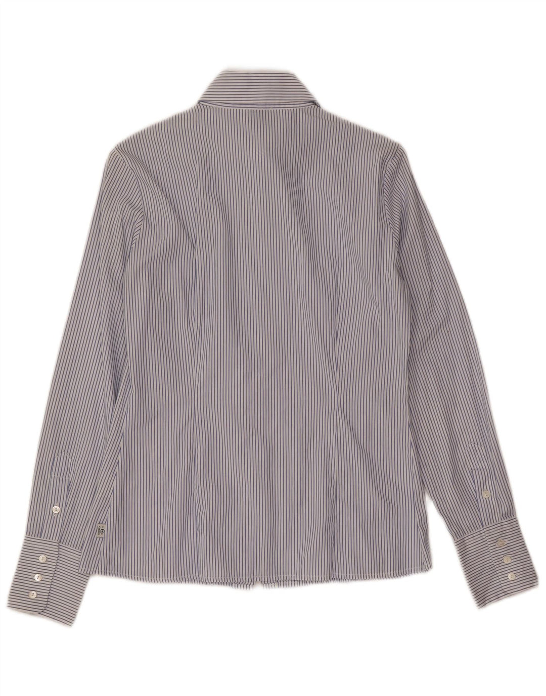 Koszula damska Cerruti 1881 z falbaną z przodu, UK 10, bawełniana w małe niebieskie paski