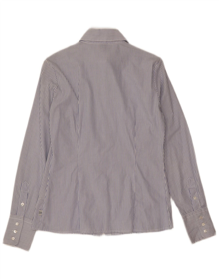 Koszula damska Cerruti 1881 z falbaną z przodu, UK 10, bawełniana w małe niebieskie paski